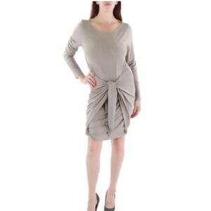 Ralph Lauren front tie long sleeve taupe dress size 14 nwt